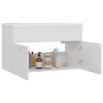 vidaXL Armoire d'évier avec lavabo intégré Blanc brillant Aggloméré