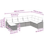 vidaXL Set de canapés de jardin de 8 pièces avec coussins en rattan gris