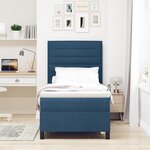 vidaXL Lit à Ressorts avec Matelas Bleu Simple en Tissu