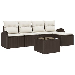 Ensemble de canapé de jardin vidaXL 5 pièces avec coussins gris en poly rotin
