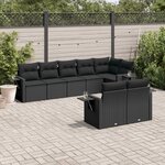 vidaXL Salon de jardin 8 Pièces avec coussins noir résine tressée