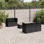 vidaXL Salon de jardin 6 Pièces avec coussins noir résine tressée