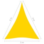 Vidaxl voile de parasol tissu oxford triangulaire 3x4x4 m jaune