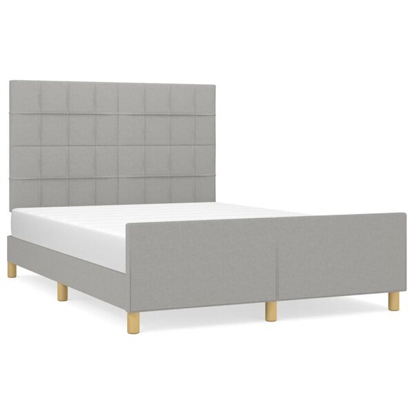 vidaXL Cadre de lit avec tête de lit Gris clair 140x190 cm Tissu