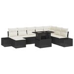 vidaXL Ensemble de canapé de jardin 9 pièces avec coussins Rattan Noir