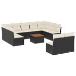 vidaXL Salon de jardin 12 Pièces avec coussins noir résine tressée