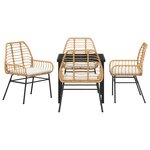 vidaXL Ensemble de salle à manger de jardin 5 pièces avec coussins marron en poly rattan