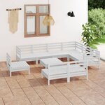 vidaXL Salon de jardin 10 Pièces Bois de pin massif Blanc