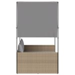 vidaXL Chaise longue double avec toit et rideaux beige résine tressée