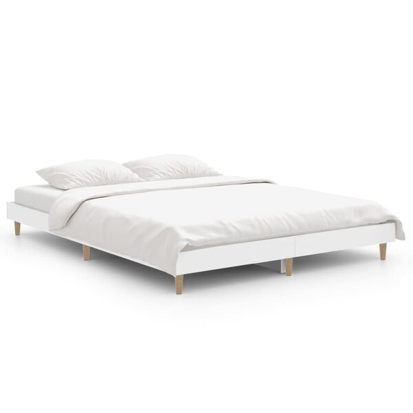 vidaXL Cadre de lit blanc 135x190 cm bois d'ingénierie
