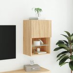 vidaXL Meuble TV avec lumières LED chêne sonoma 40 5x30x60 cm