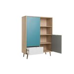 Buffet haut - chêne Sonoma  blanc  gris et bleu - 103 x 40 x 139 cm