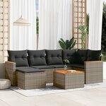 vidaXL Salon de jardin avec coussins 7 Pièces gris résine tressée