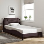 vidaXL Cadre de lit avec lumières LED marron foncé 100x200 cm tissu