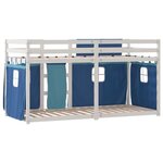 vidaXL Lit superposé avec rideaux bleu 90x190 cm bois pin massif