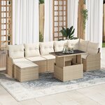 Ensemble de Canapé de Jardin 8 Pièces avec Coussins Beige