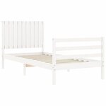 vidaXL Cadre de lit avec tête de lit blanc 90x200 cm bois massif