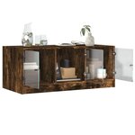 vidaXL Table basse avec portes en verre chêne fumé 102x50x42 cm