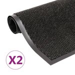 vidaXL Paillassons rectangulaires 2 Pièces 60 x 90 cm Noir
