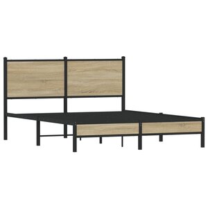vidaXL Cadre de lit en métal sans matelas chêne sonoma 150x200 cm