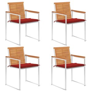 vidaXL Chaises de jardin 4 Pièces avec coussins Bois d'acacia massif