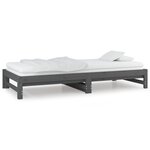 vidaXL Lit coulissant Gris 2x(90x200) cm Bois de pin massif