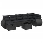 vidaXL Salon de jardin 8 Pièces avec coussins noir résine tressée