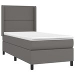 vidaXL Sommier à lattes de lit matelas LED Gris 100x200 cm Similicuir
