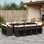 vidaXL Ensemble à manger de jardin avec coussins 13 Pièces marron rotin