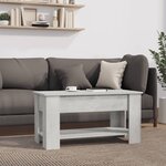 vidaXL Table basse gris béton 101x49x52 cm bois d'ingénierie