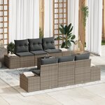 vidaXL Set de canapé de jardin 7 pièces avec coussins gris en rotin synthétique