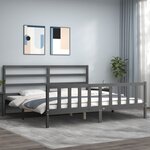 vidaXL Cadre de lit sans matelas gris 200x200 cm bois massif de pin