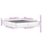vidaXL Cadre de lit et lumières LED sans matelas gris béton 150x200 cm
