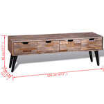 vidaXL Table console TV avec 4 tiroirs Bois de teck recyclé