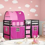 vidaXL Lit mezzanine enfants avec tunnel rose 90x200cm bois pin massif