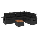 vidaXL Salon de jardin 7 Pièces avec coussins noir résine tressée