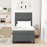 vidaXL Lit à ressorts avec matelas et lumière LED gris foncé 90x190 cm en tissu