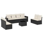 vidaXL Salon de jardin 9 Pièces avec coussins noir résine tressée