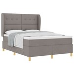 Lit à ressort avec matelas vidaXL Taupe 140x190 cm Tissu