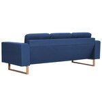 vidaXL Canapé à 3 places Tissu Bleu