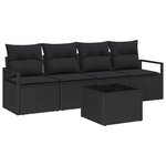 Ensemble de canapé de jardin 5 pièces avec coussins en poly rattan noir