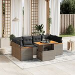 vidaXL Salon de jardin avec coussins 7 Pièces gris résine tressée