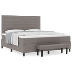 vidaXL Lit à ressorts avec matelas et banc gris 180x200 cm tissu