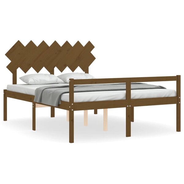 vidaXL Lit pour personne âgée sans matelas marron miel bois massif