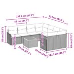 Ensemble de canapé de jardin 9 pièces avec coussins gris poly rattan