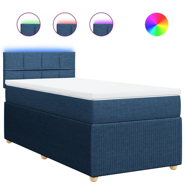 vidaXL Sommier à lattes de lit avec matelas Bleu 90x190 cm Tissu