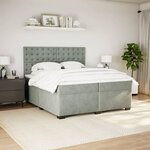 vidaXL Sommier à lattes de lit et matelas Gris clair 200x200cm Velours