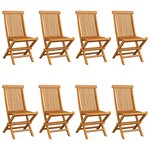 vidaXL Chaises de jardin avec coussins bleu clair lot de 8 Teck massif