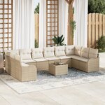 Ensemble de canapé de jardin vidaXL 11 pièces avec coussins en rattan poly bruns