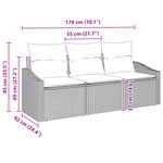 vidaXL Ensemble de salle à manger de jardin 3 pièces avec coussins en poly rattan marron